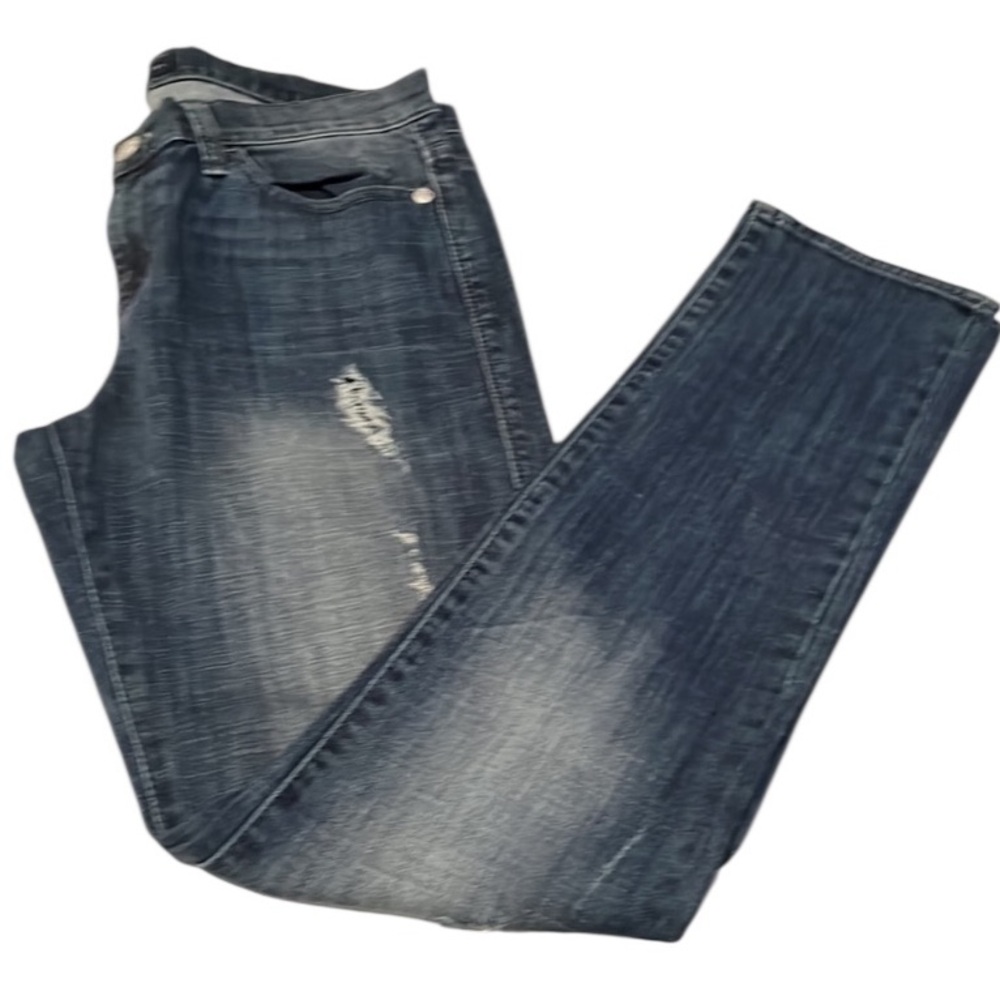 Rock & Republic size 10 blue jeans with rhinestone & sequin detail, stretch